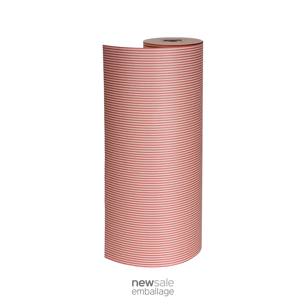 Julegavepapir, med røde striber 55 cm. X 150 M.